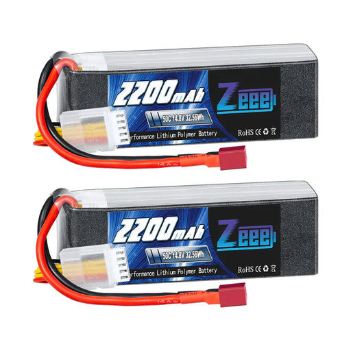 Zeee 4S Lipo Akku 2200mAh 14.8V 50C Soft Case T Stecker (2 St.)   LiPo24.de