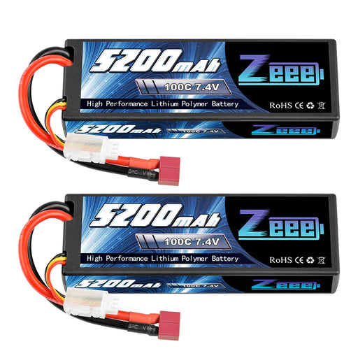 Zeee 2S Lipo Akku 7.4V 5200mAh 100C Dean (2 Pack)   LiPo24.de