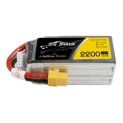 TATTU 2200mAh 14,8V 75C 4S1P Lipo Akkupack mit XT60 Long Range Version   LiPo24.de