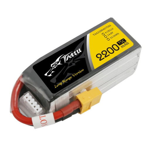 TATTU 2200mAh 14,8V 75C 4S1P Lipo Akkupack mit XT60 Long Range Version   LiPo24.de