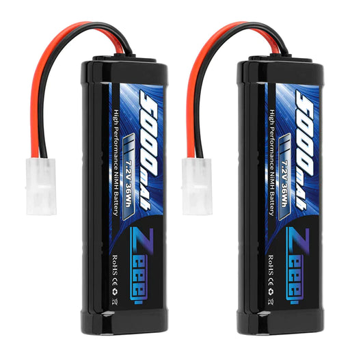 Zeee 7.2 V 5000 mAh NiMH Akku mit Tamiya Stecker 6 Zellen Akkupack für RC Car RC Modelle (2er Pack)   LiPo24.de