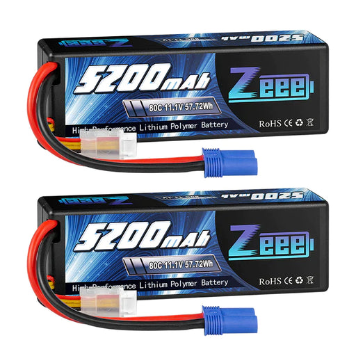 Zeee 3S Lipo Akku 5200mAh 11.1V 80C mit EC5 Anschluss Hardcase Akku für RC Car Racing Modelle (2 St.))   LiPo24.de