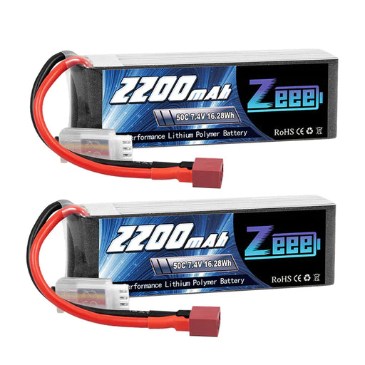 Zeee 2S Lipo Akku 2200mAh 7.4V 50C Soft Pack mit Deans Connector für RC Modelle (2er Pack)   LiPo24.de