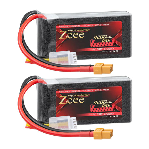 Zeee Premium Series 3S Lipo Akku 4200mAh 11.4V 120C Soft Case mit XT60 Stecker für Rock Crawler Flugzeug Rennmodelle (2 St.)   LiPo24.de