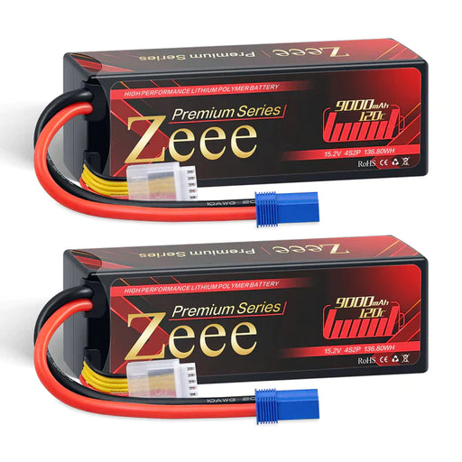 Zeee Premium Serie 4S Lipo Akku 9000mAh 15,2V 120C Hartschalenkoffer mit EC5 Anschluss für RC Car Racing Modelle (2 St.)   LiPo24.de