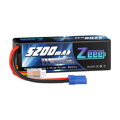 Zeee 3S Lipo Akku 5200 mAh 11,1 V 80 C mit EC5 Anschluss Hartschalenkoffer für RC Car Rennmodelle   LiPo24.de