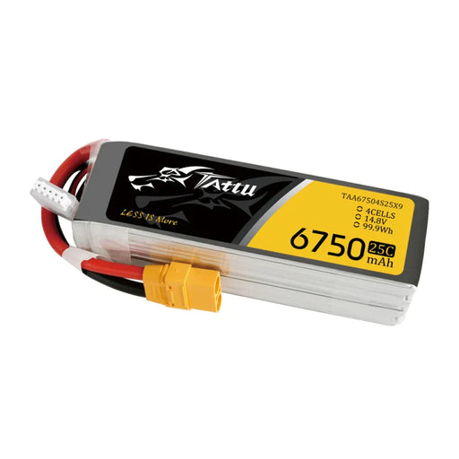 Tattu 6750mAh 14.8V 25C 4S1P Lipo Battery mit XT90   LiPo24.de