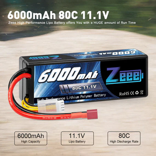 Zeee 3S Lipo Akku 6000 mAh 11,1 V 80C Hartcase DEAN   LiPo24.de