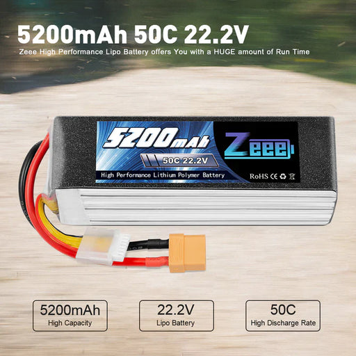 Zeee 6S Lipo Akku 5200mAh 22.2V 50C XT90   LiPo24.de