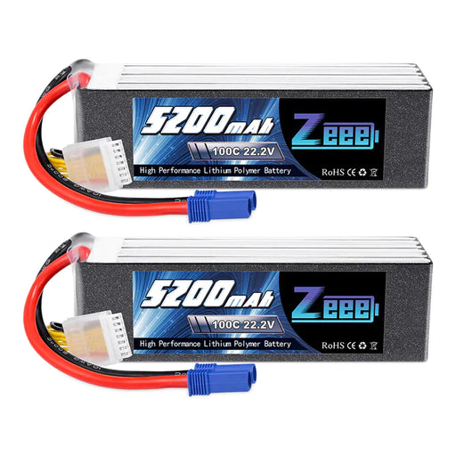 Zeee 6S Lipo Akku 5200mAh 22,2V 100C mit EC5 Anschluss für RC Car RC Modelle (2 Pack)   LiPo24.de