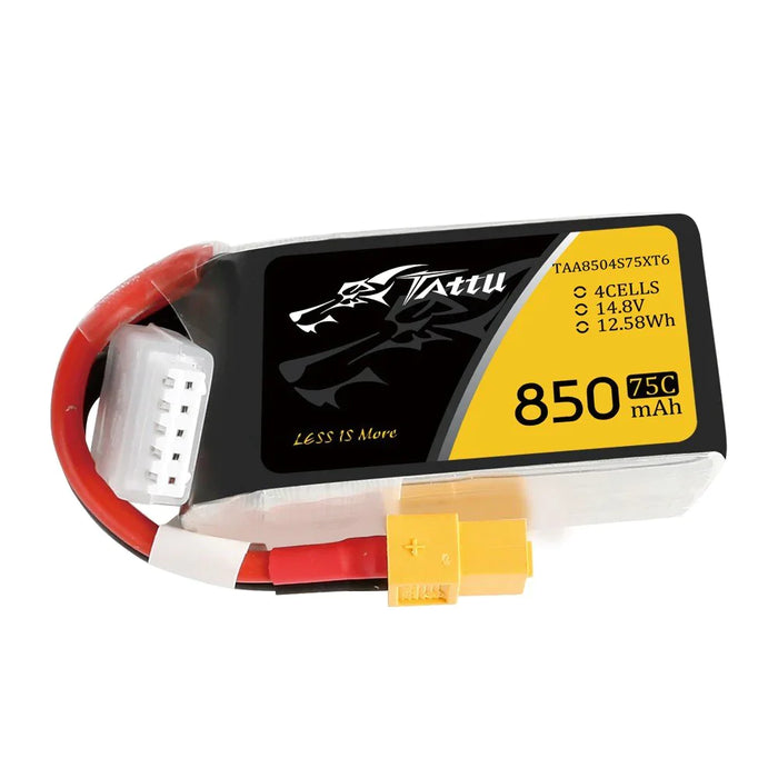 Tattu 850mAh 14.8V 75C 4S1P Lipo Akku mit XT60 Stecker LiPo24.de