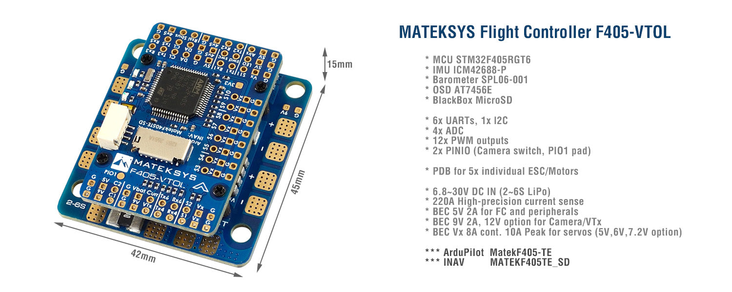 Matek System Flight Controller F405 VTOL