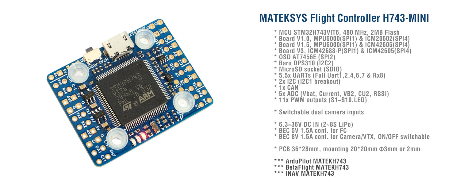 Matek Systems Flugsteuerung H743 MINI V3