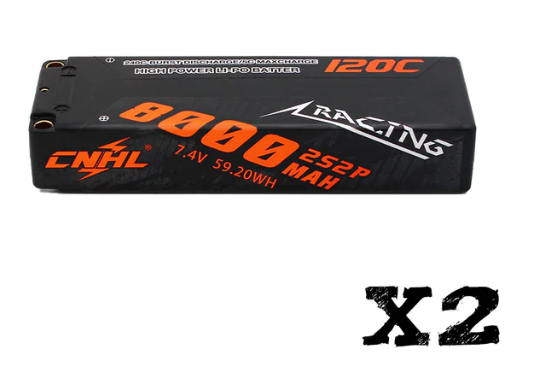 CNHL Racing Series 8000mAh 7,4V 2S 120C Hartschalen Lipo Akku mit T/Dean Stecker (2 St.) LiPo24.de
