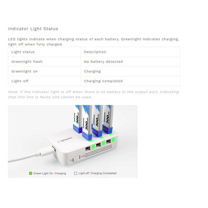 BetaFPV 1S Akkuladegerät und Adapter mit 6 Anschlüssen