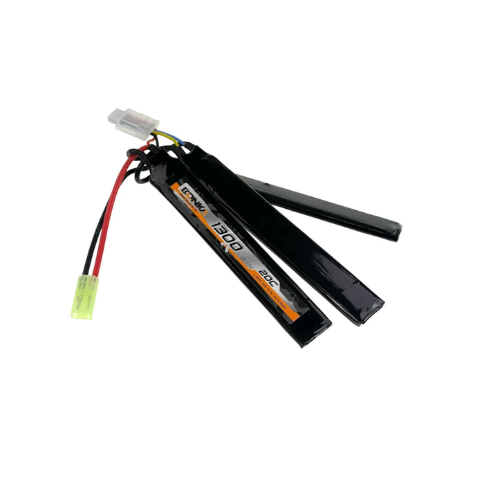Bonka Softair Lipo Akku 1300mAh 3S 11,1V 20C 3 Mini Tamiya Tri Panel LiPo24.de