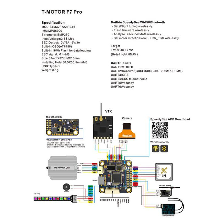 T Motor F7 PRO X8 Cinelifter Flight Controller WIFI BLE