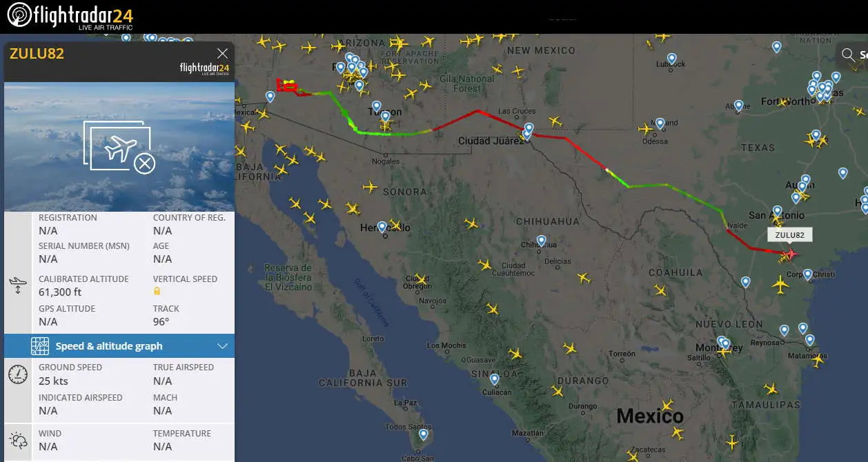 Zephyr fliegt über Amerika