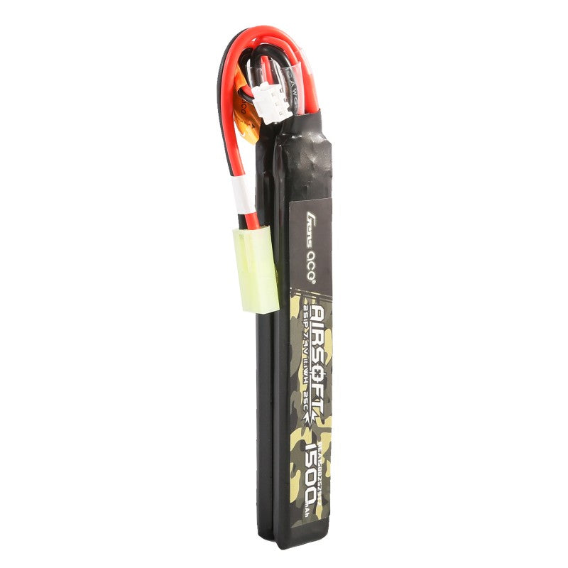 Gens Ace 25C 1500mAh 2S1P 7.4V Nunchuck 2X Airsoft Gun Lipo Akku mit Mini Tamiya Stecker - LiPo24.de