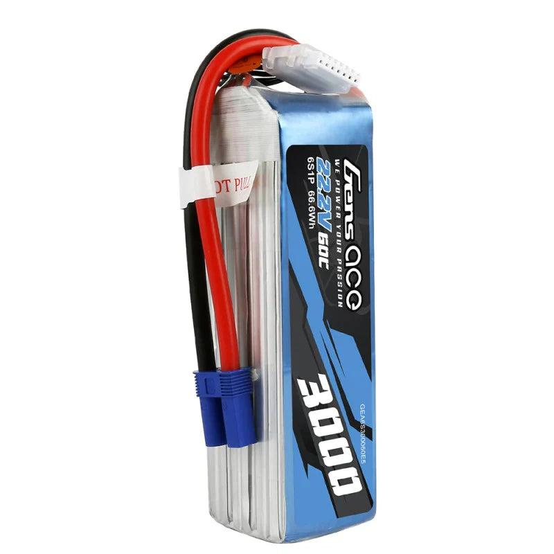 Gens Ace 3000mAh 22,2V 60C 6S1P Lipo-Akkupack mit EC5-Stecker - LiPo24.de