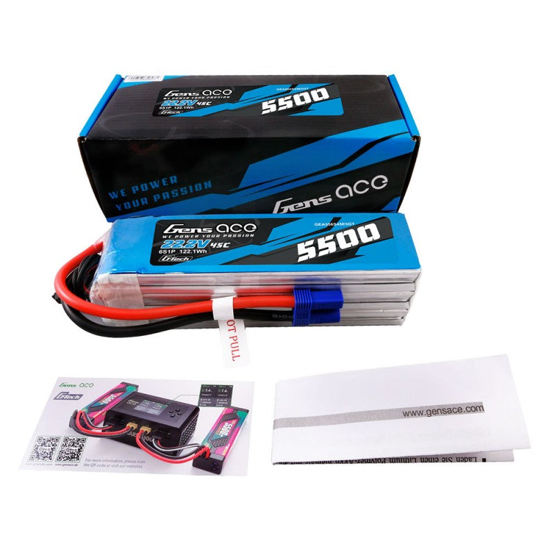 Gens ace G-Tech 5500 mAh Lipo 22,2 V 45 C 6S1P Modellhubschrauberbatterien