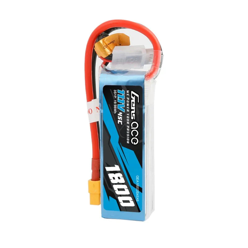 Gens Ace 1800mAh 11.1V 45C 3S1P Lipo Akkupack mit XT60 Stecker - LiPo24.de