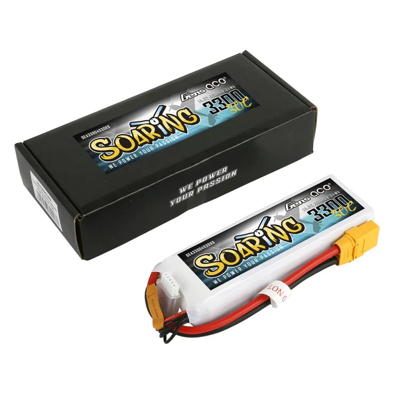Gens Ace Soaring 3300mAh 14,8V 30C 4S1P Lipo Akkupack mit XT90 Stecker - LiPo24.de