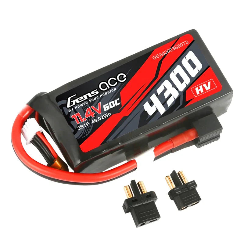 Gens Ace 4300mAh 3S1P 11,4V 60C Lipo Akku mit XT60/T-Stecker - LiPo24.de