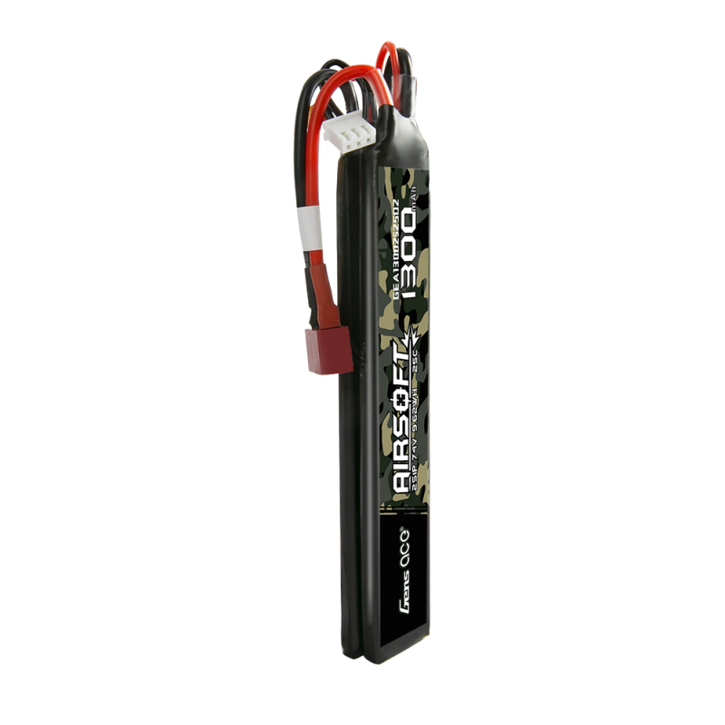 Gens Ace 25C 1300mAh 2S1P 7.4V Sattel Airsoft Gun Lipo Batterie mit T-Stecker - LiPo24.de