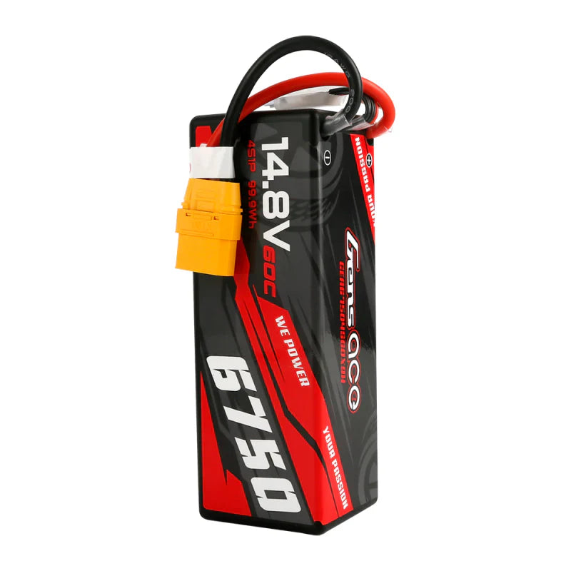 Gens Ace 6750mAh 14,8V 60C 4S1P HardCase Lipo Akku 14# mit XT90 Stecker - LiPo24.de