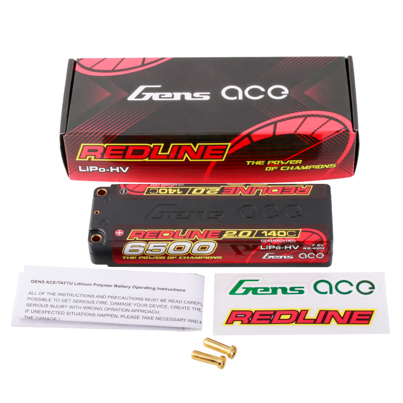 Gens ace Redline 2.0 Serie 6500 mAh 7,6 V 140 C 2S1P HardCase HV Lipo-Akku mit Hardcase 57#
