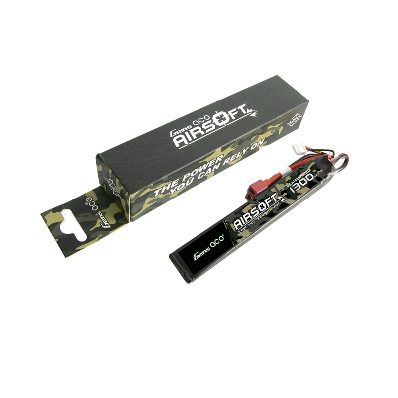 Gens Ace 25C 1300mAh 2S1P 7.4V Sattel Airsoft Gun Lipo Batterie mit T-Stecker - LiPo24.de