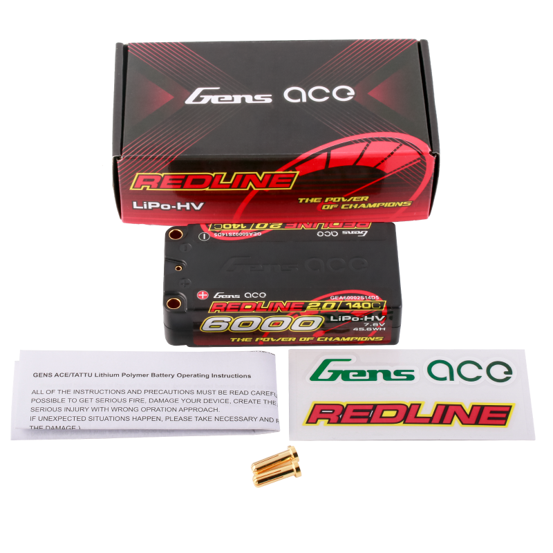 Gens Ace Redline 2.0 Serie 2S 6000mAh 7,6V 140C 2S2P Hardcase HV Lipo Akku