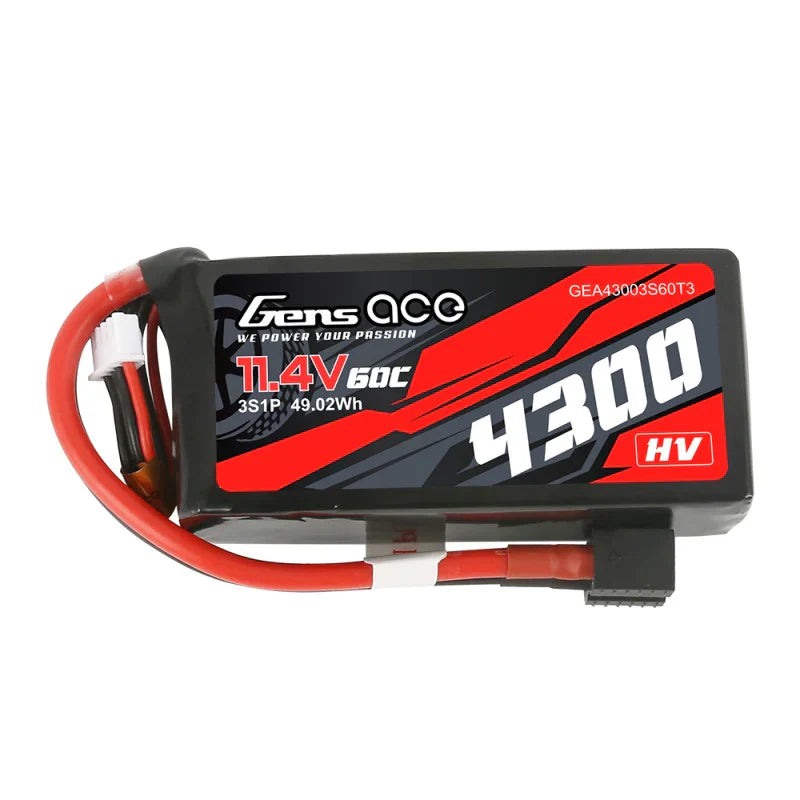 Gens Ace 4300mAh 3S1P 11,4V 60C Lipo Akku mit XT60/T-Stecker - LiPo24.de