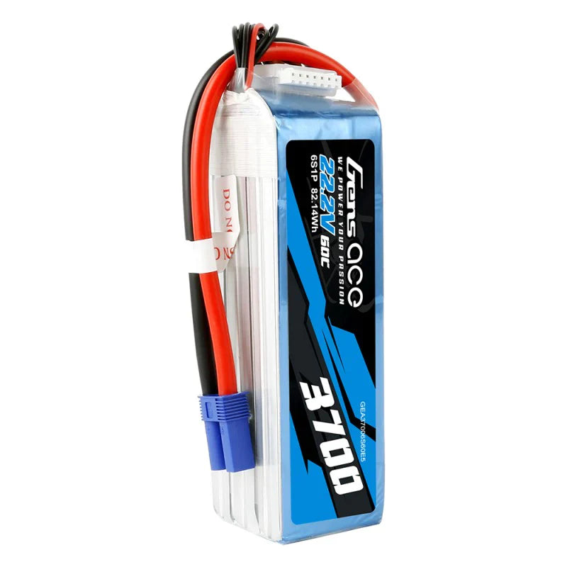 Gens Ace 3700mAh 22,2V 60C 6S1P Lipo Akkupack mit EC5 Stecker - LiPo24.de