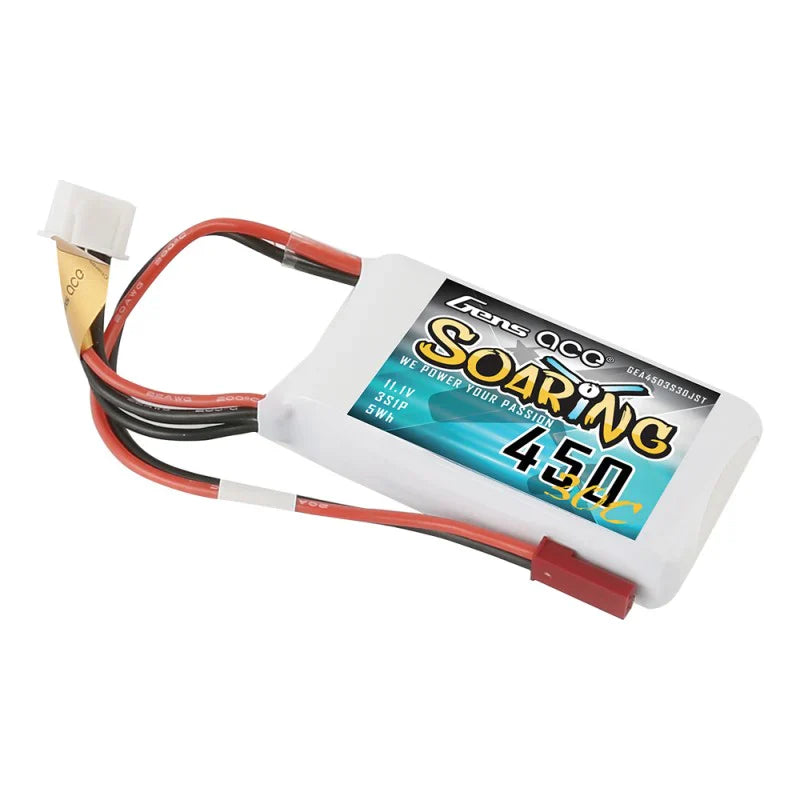 Gens Ace Soaring 450mAh 11.1V 30C 3S1P Lipo-Akkupack mit JST-SYP-Stecker - LiPo24.de