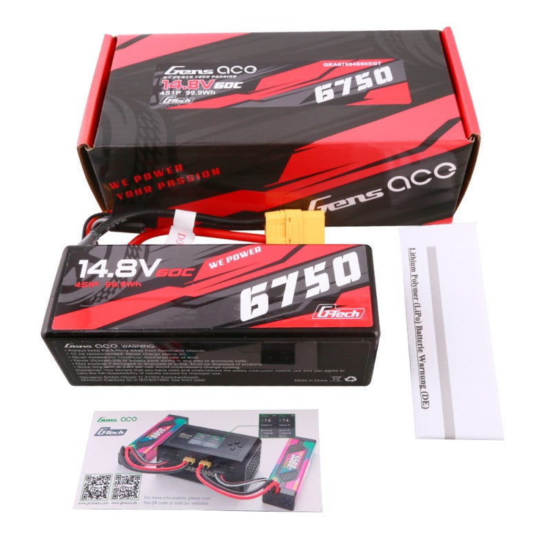 Gens Ace G-Tech 4S 6750mAh 14,8V 60C 4S1P Hardcase Lipo XT90