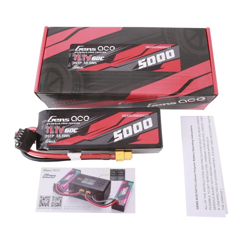 Gens ace G-Tech 5000 mAh 11,1 V 60 C 3S1P Lipo mit XT60-Stecker