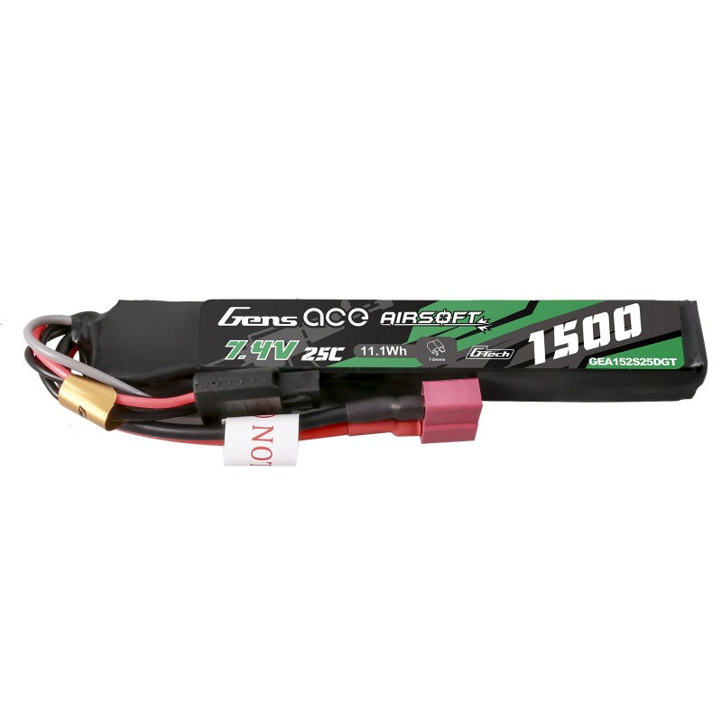 Gens ace G-Tech 25C 1500 mAh 2S1P 7,4 V Airsoft Lipo Akku mit T-Stecker