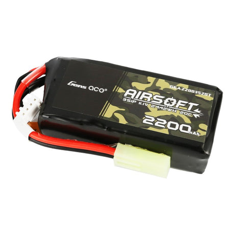 Gens Ace 20C 2200mAh 3S1P 11.1V Airsoft Gun Lipo Akku mit Mini Tamiya Stecker - LiPo24.de