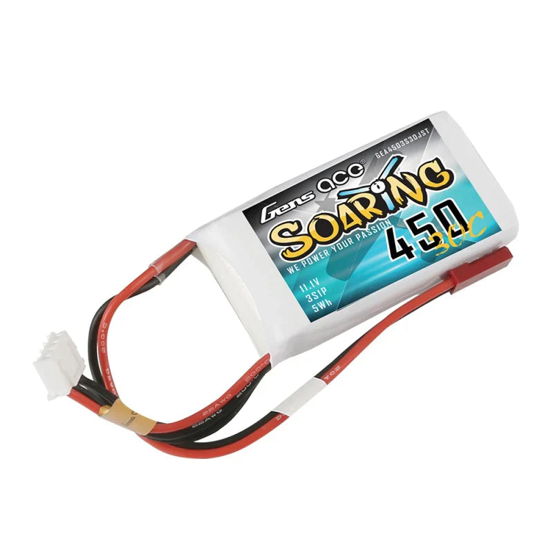 Gens Ace Soaring 450mAh 11.1V 30C 3S1P Lipo-Akkupack mit JST-SYP-Stecker - LiPo24.de