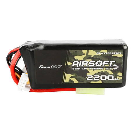 Gens Ace 20C 2200mAh 3S1P 11.1V Airsoft Gun Lipo Akku mit Mini Tamiya Stecker - LiPo24.de