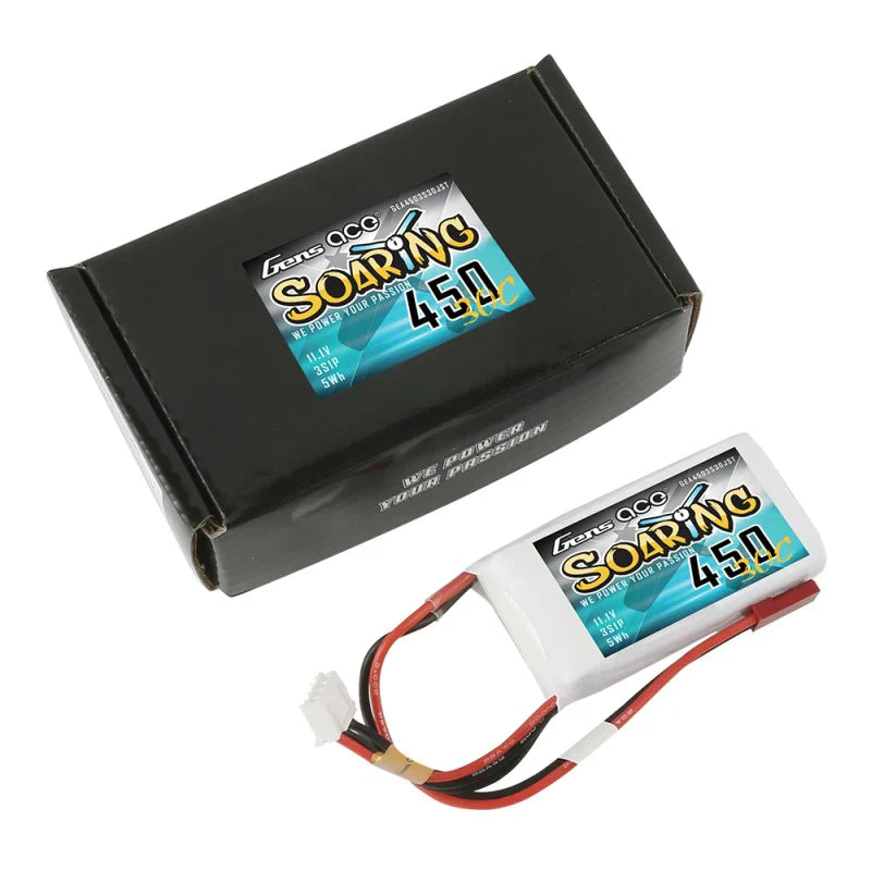 Gens Ace Soaring 450mAh 11.1V 30C 3S1P Lipo-Akkupack mit JST-SYP-Stecker - LiPo24.de