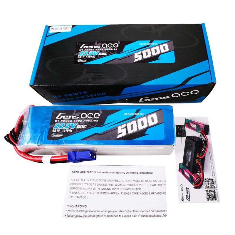 Gens ace G-Tech 5000 mAh 22,2 V 60 C 6S1P Lipo-Akku mit EC5-Stecker
