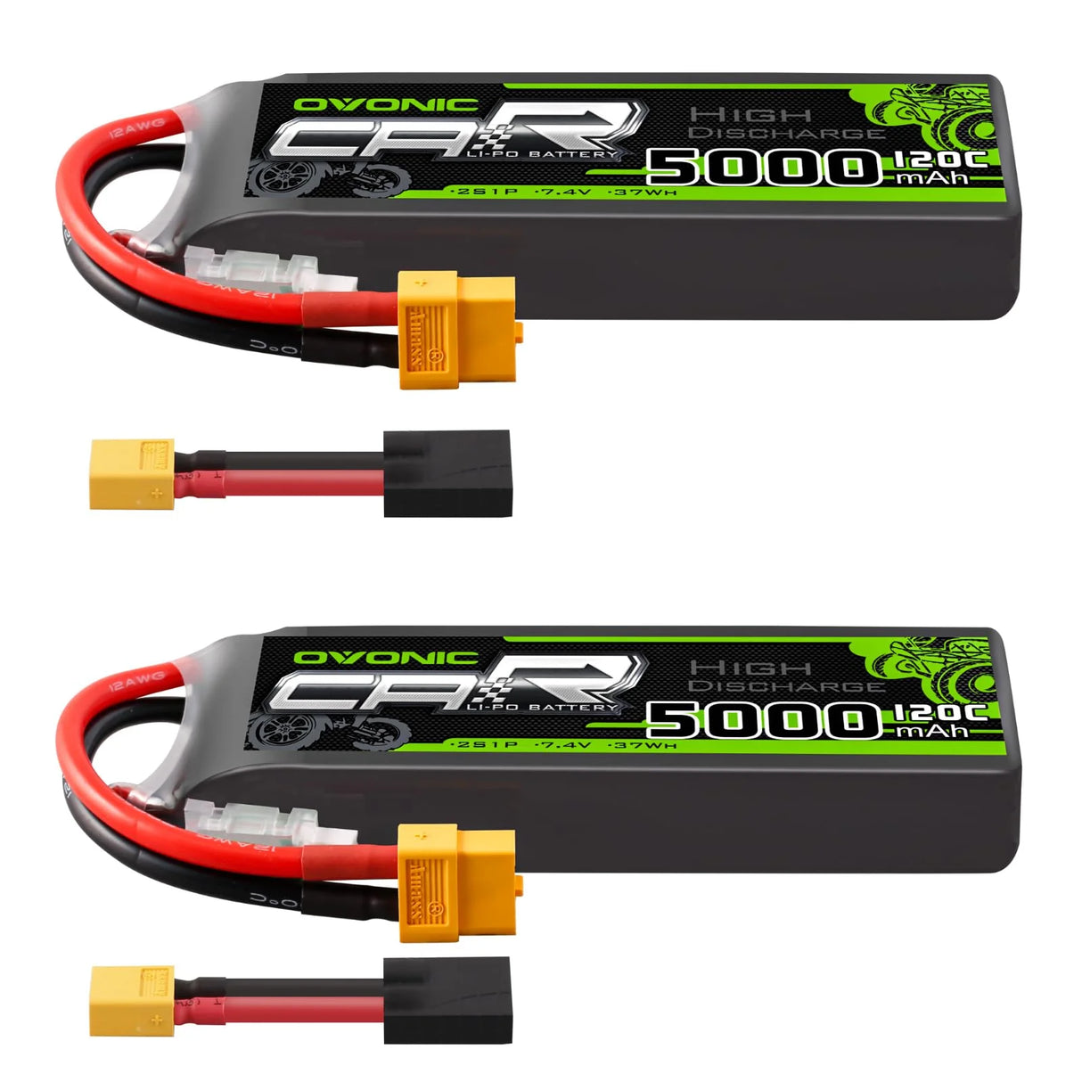 Ovonic Car 2S Lipo Akku 5000mAh 7,4V 120C mit TRA-Stecker (2 Stück)