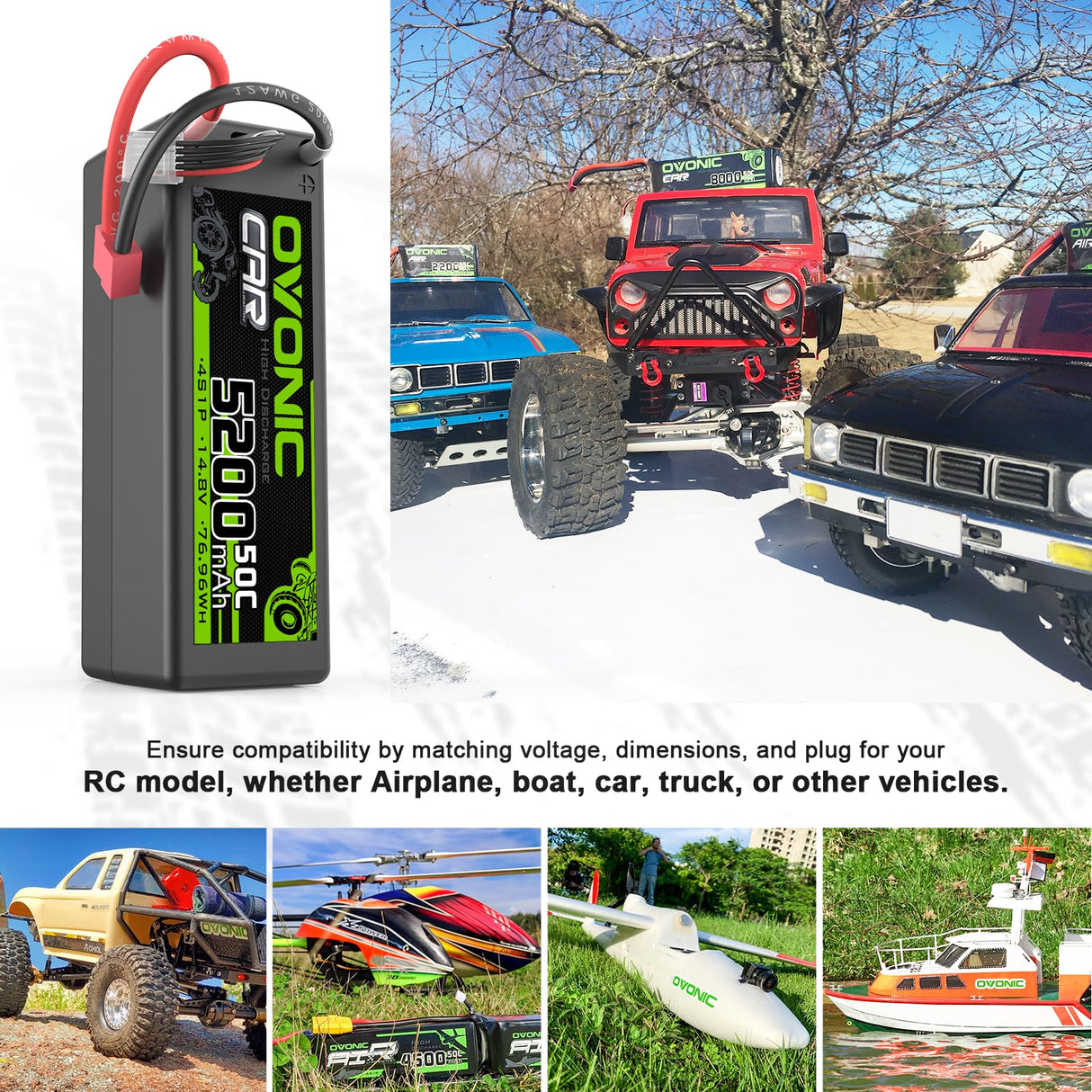 Ovonic Car 4S LiPo Akku 14,8V 5200mAh 50C Hardcase Lipo-Akku mit T-Stecker