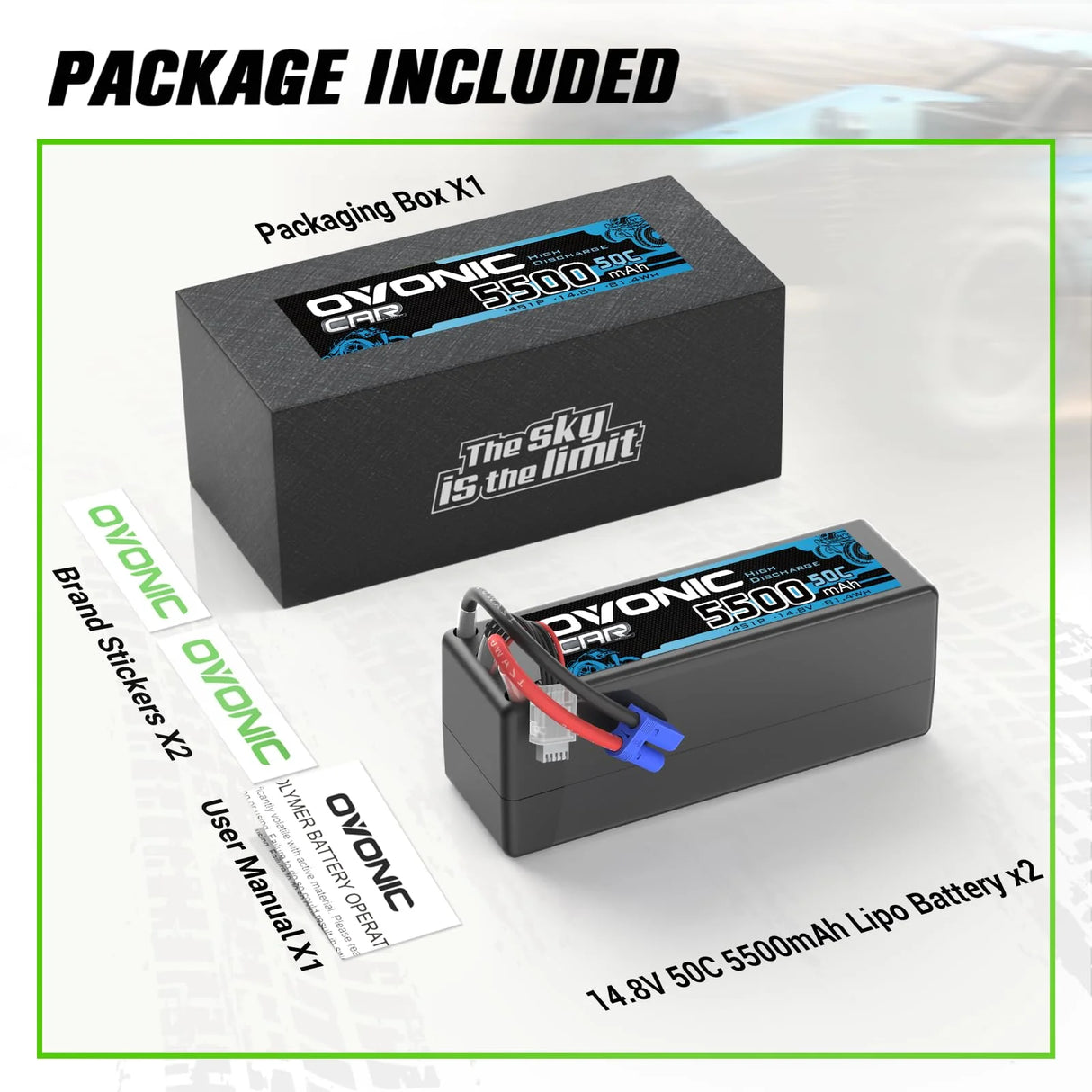 Ovonic Car 4S LiPo Akku 5500mAh 4S1P 50C 14,8V mit EC5-Anschluss