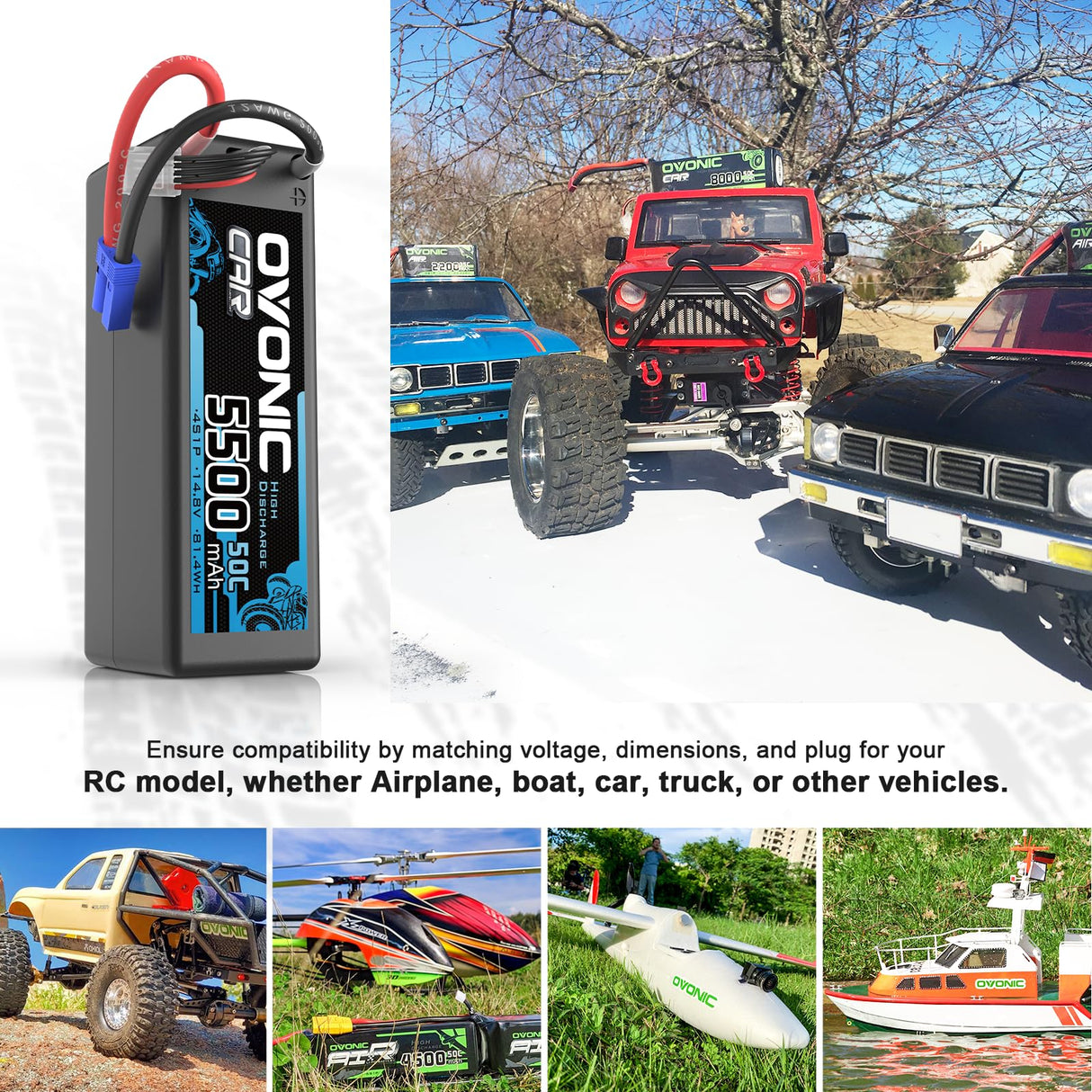 Ovonic Car 4S LiPo Akku 5500mAh 4S1P 50C 14,8V mit EC5-Anschluss