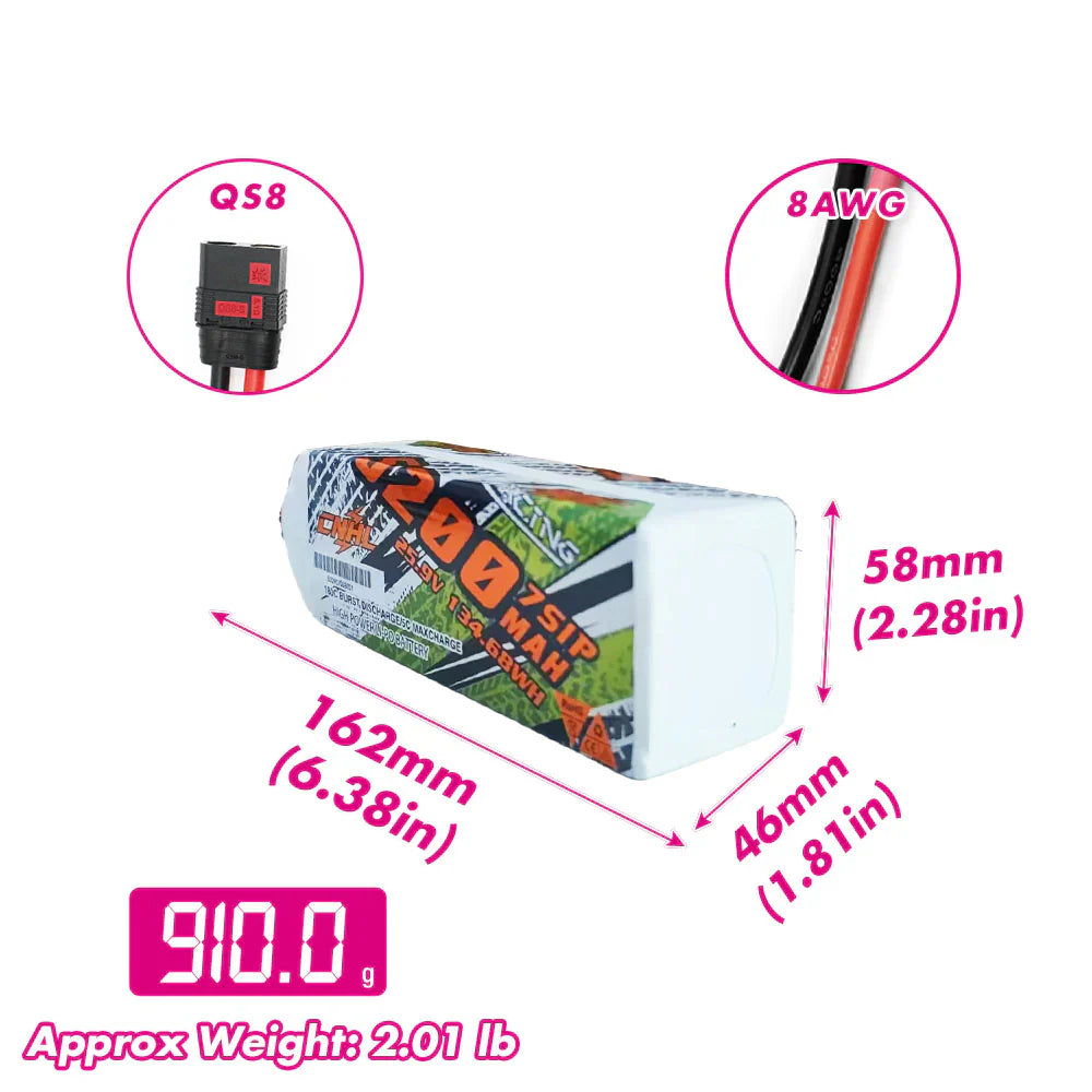 CNHL Racing Series 7S 5200mAh 25,9V 7S 90C Lipo-Akku mit QS8-Stecker