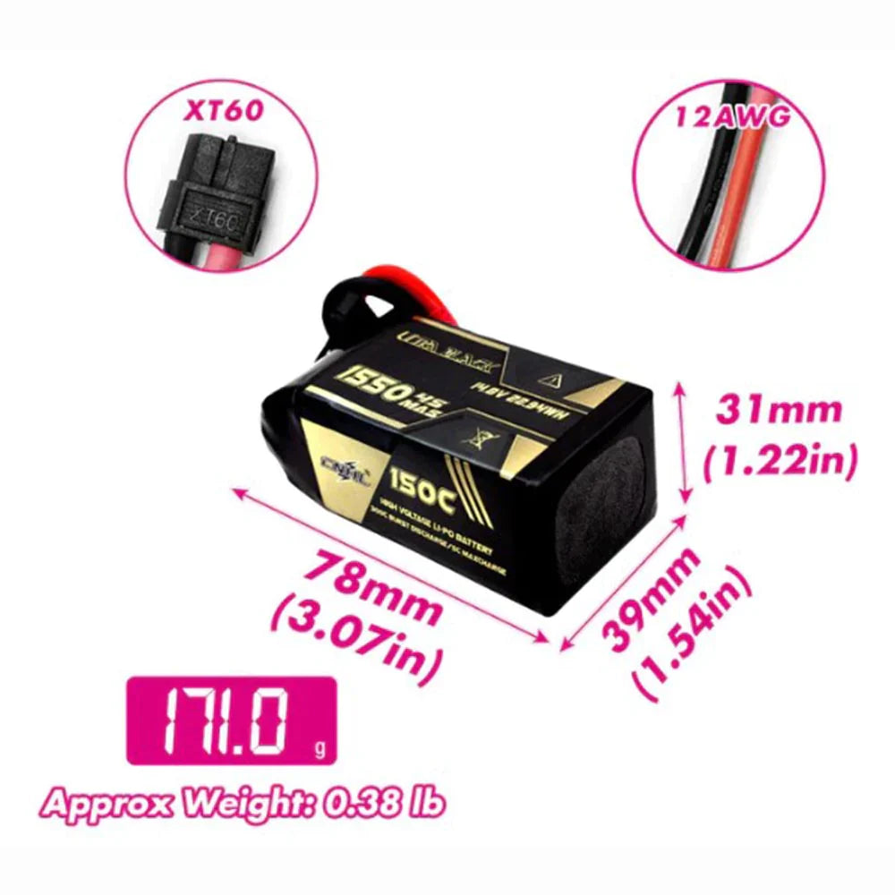 CNHL Utra Black 4S 1550mAh 14,8V 150C XT60